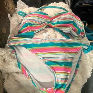 NWOT Since brand 2 piece bathing suit size XL, pretty colors, strap around neck